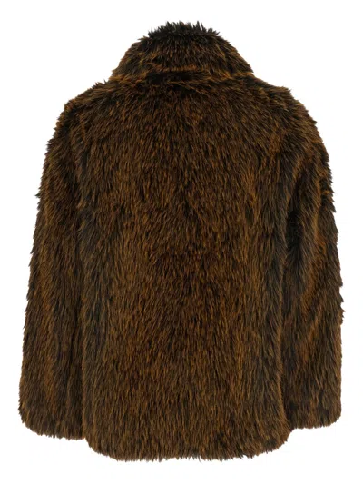 Semicouture Carol Faux-fur Jacket In Brown