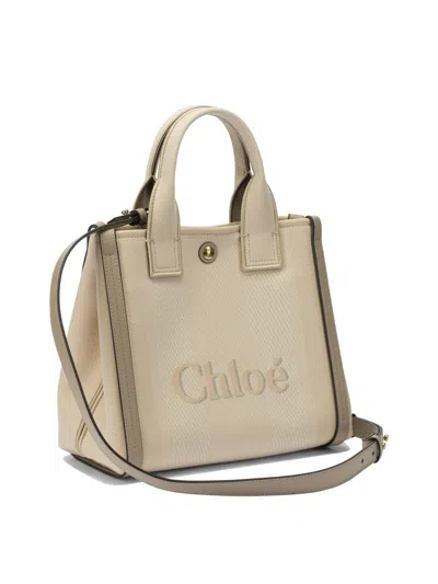 Chloé Carry Crossbody Bags Beige In White