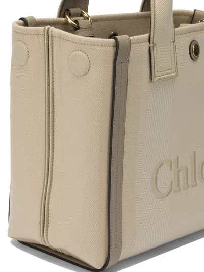 Chloé Carry Crossbody Bags Beige In White