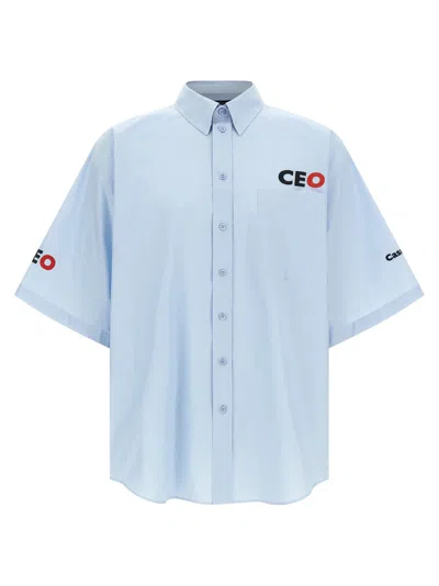 Balenciaga Ceo Uniform Logo Shirt And Blouse Light Blue In Blue