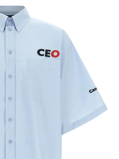 Balenciaga Ceo Uniform Logo Shirt And Blouse Light Blue In Blue