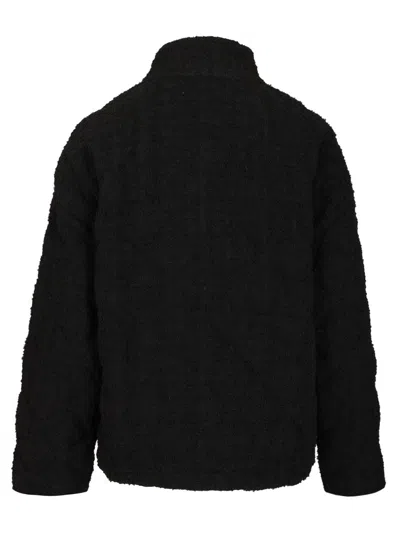 Max Mara Cerchio Cotton Wool Blend Boucle' Puffer Jacket Coats Black In Black