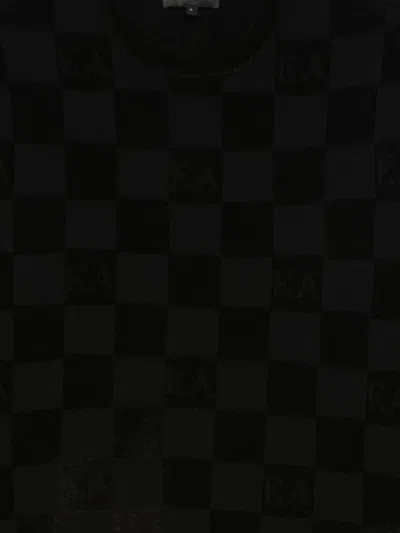 Emporio Armani Check Crewneck Sweater In Black