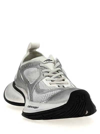 Balenciaga Two Tone Mesh And Fabric Circuit Sneakers In White