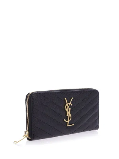 Saint Laurent Women Cassandre Leather Continental Wallet In Black