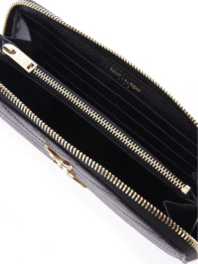 Saint Laurent Women Cassandre Leather Continental Wallet In Black