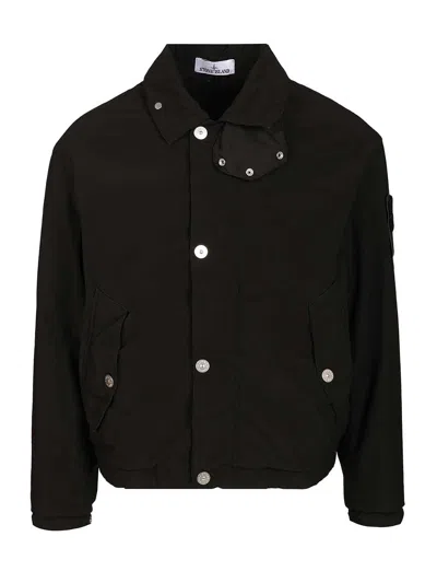 Stone Island Versatile Utility Jacket Adjustable Features In Black