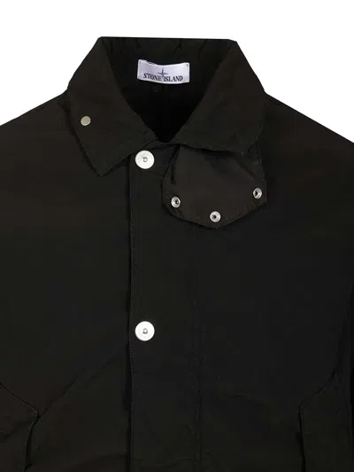 Stone Island Versatile Utility Jacket Adjustable Features In Black