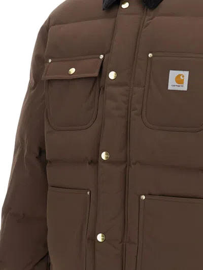Carhartt Stylish Short Jacket Featuring Buttoned Pockets In Brown