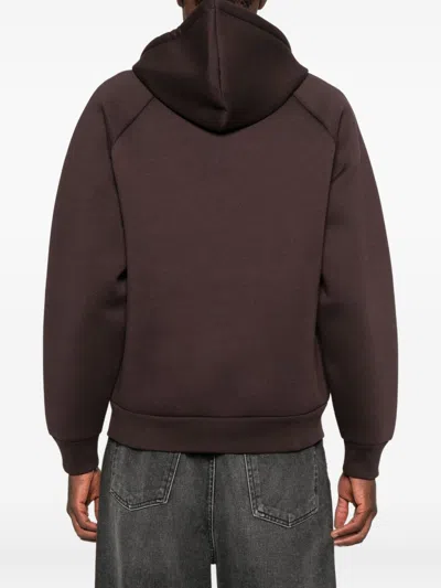 Carhartt Heavyweight Hooded Jacket With Adjustable Hood And Ribbed Cuffs In Brown