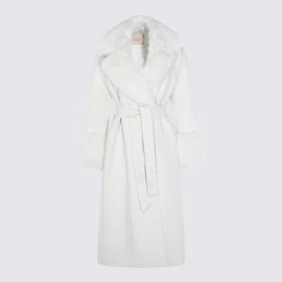 Twinset Faux-fur Belted Coat In White