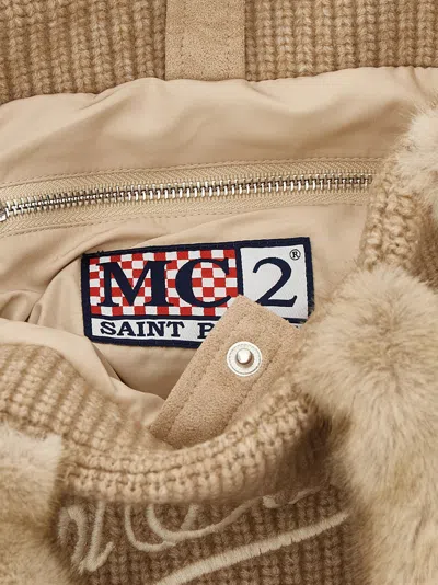 Mc2 Saint Barth Vanity Mini Shearling Rib Hand Bags Beige In Nude