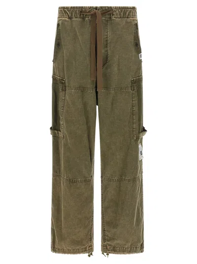Miharayasuhiro Cotton Satin Cargo Pants In Green