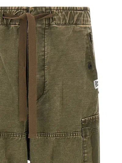 Miharayasuhiro Cotton Satin Cargo Pants In Green