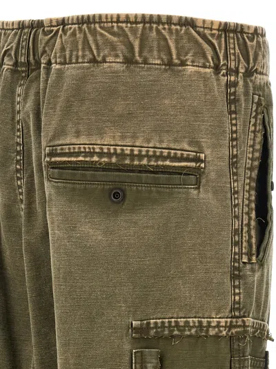 Miharayasuhiro Cotton Satin Cargo Pants In Green