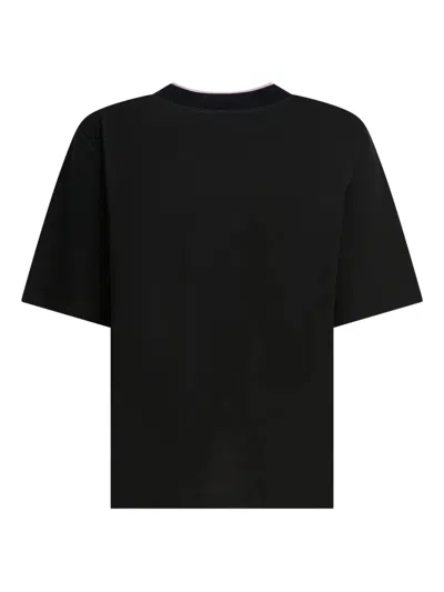 Pucci Cotton And Silk Crewneck T-shirt With Print T-shirts Black In Black