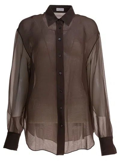 Brunello Cucinelli Crispy Shirts Brown