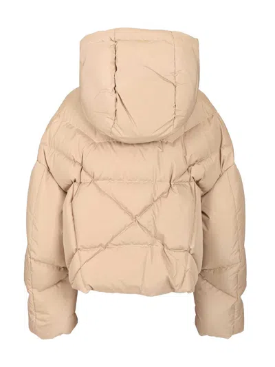 Khrisjoy Crop Iconic Milano Puffer In Mat Nylon Coats Beige In Brown