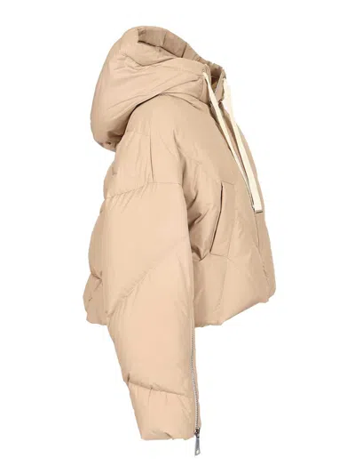 Khrisjoy Crop Iconic Milano Puffer In Mat Nylon Coats Beige In Brown