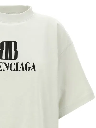 Balenciaga White Nano Bb Medium Fit T-shirt In Gray