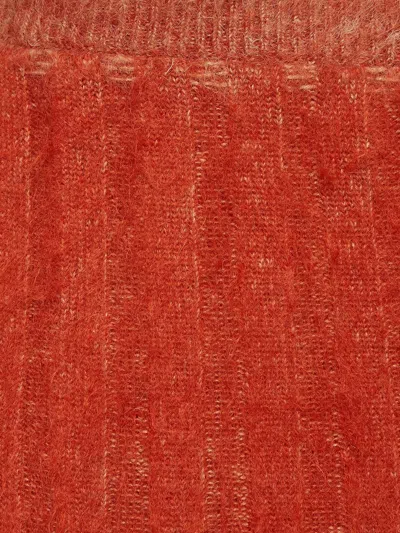 Fendi Gradient Mohair And Wool High-waisted Midi Skirt Clothing In Red