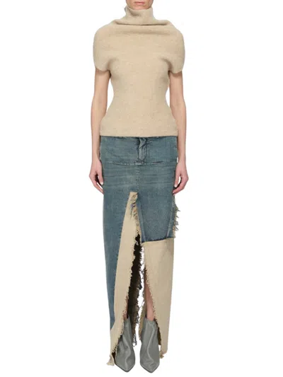 Rick Owens Denim Skirt In Blue