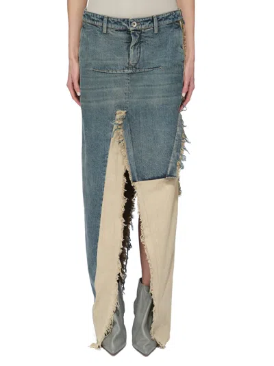 Rick Owens Denim Skirt In Blue