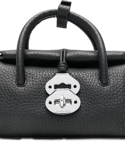 Zanellato Mini Leather Handbag Featuring Textured Finish In Black