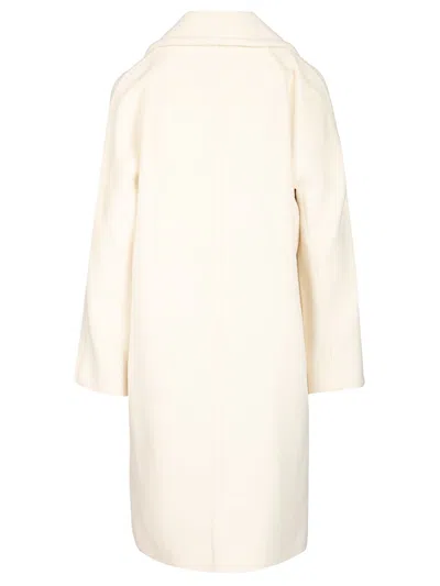 Max Mara Double-breasted Coat Coats White In Multi