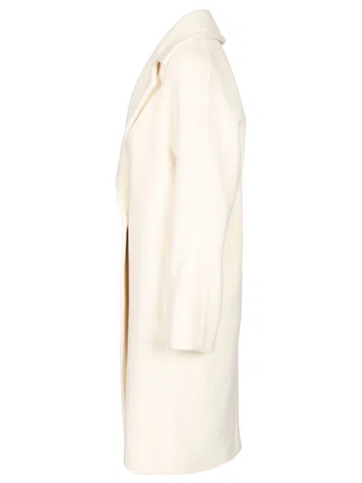 Max Mara Double-breasted Coat Coats White In Multi