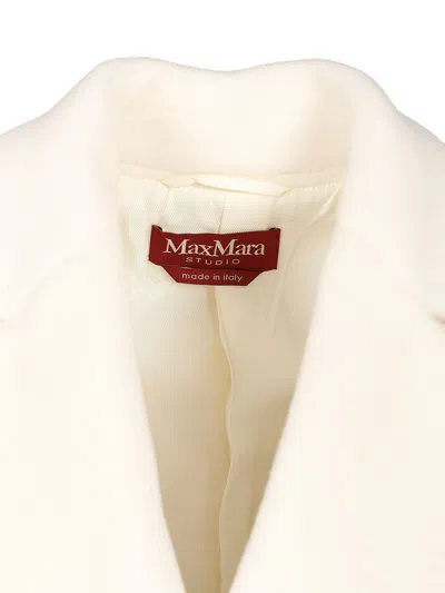 Max Mara Double-breasted Coat Coats White In Multi