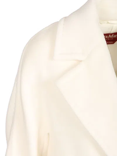 Max Mara Double-breasted Coat Coats White In Multi