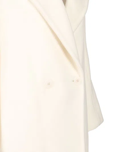 Max Mara Double-breasted Coat Coats White In Multi