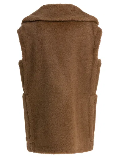 Max Mara Double-breasted Sleeveless Jacket In Teddy Jackets And Coats Brown In Brown