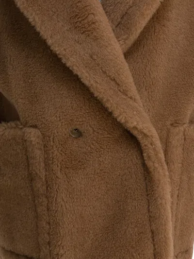 Max Mara Double-breasted Sleeveless Jacket In Teddy Jackets And Coats Brown In Brown
