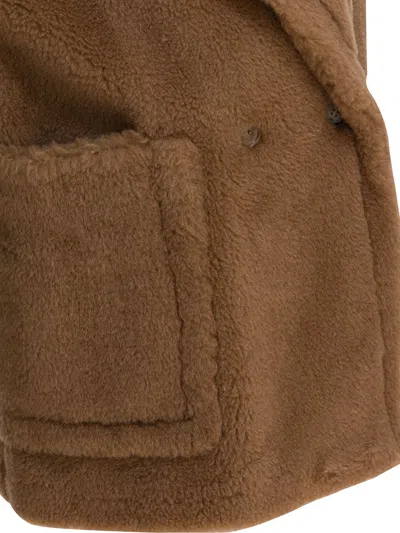 Max Mara Double-breasted Sleeveless Jacket In Teddy Jackets And Coats Brown In Brown