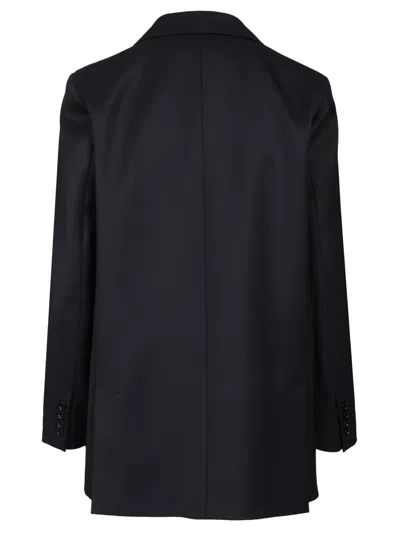 Max Mara Double-breasted Wool Blazer Jackets Blue In Black