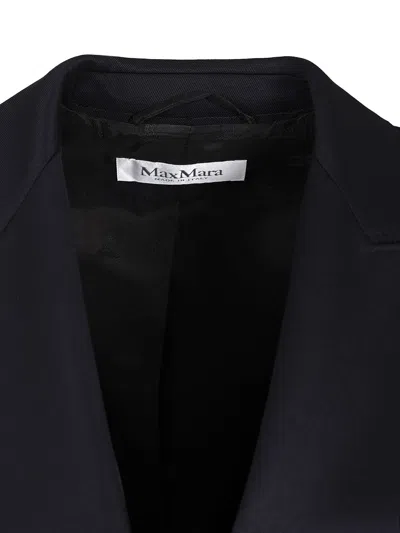 Max Mara Double-breasted Wool Blazer Jackets Blue In Black