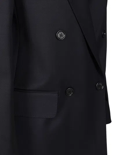 Max Mara Double-breasted Wool Blazer Jackets Blue In Black