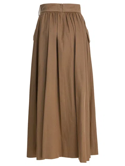 Max Mara Draped Wrap Midi Skirt Skirts Brown In Brown