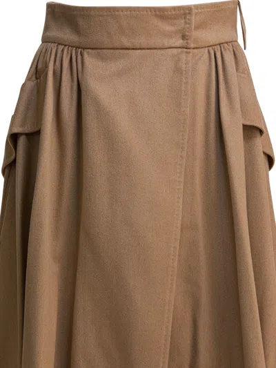 Max Mara Draped Wrap Midi Skirt Skirts Brown In Brown