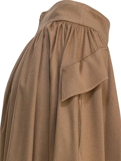 Max Mara Draped Wrap Midi Skirt Skirts Brown In Brown