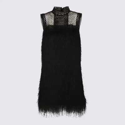 Twinset Lace-detail Sleeveless Mini Dress In Black