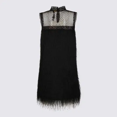 Twinset Lace-detail Sleeveless Mini Dress In Black