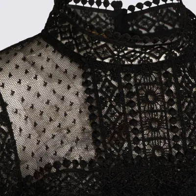 Twinset Lace-detail Sleeveless Mini Dress In Black