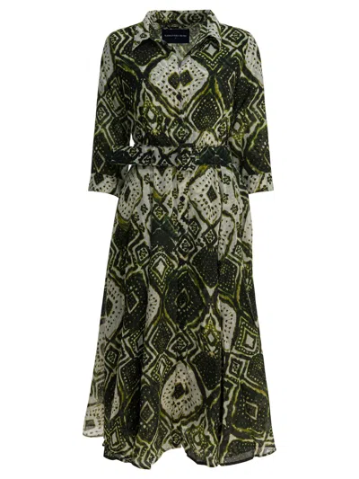Samantha Sung Bordeaux Tie-dye Wool Dress In Green