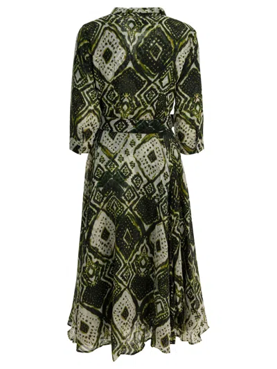 Samantha Sung Bordeaux Tie-dye Wool Dress In Green