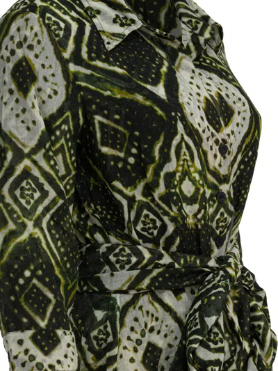 Samantha Sung Bordeaux Tie-dye Wool Dress In Green