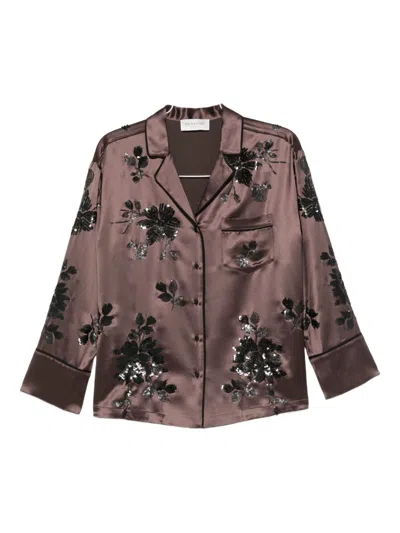 Ermanno Firenze Sequin-embellished Shirt In Brown