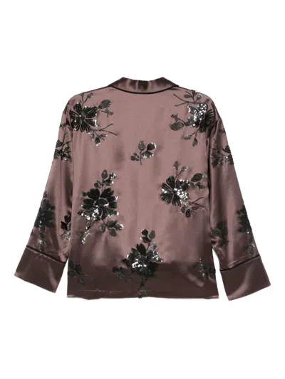 Ermanno Firenze Sequin-embellished Shirt In Brown